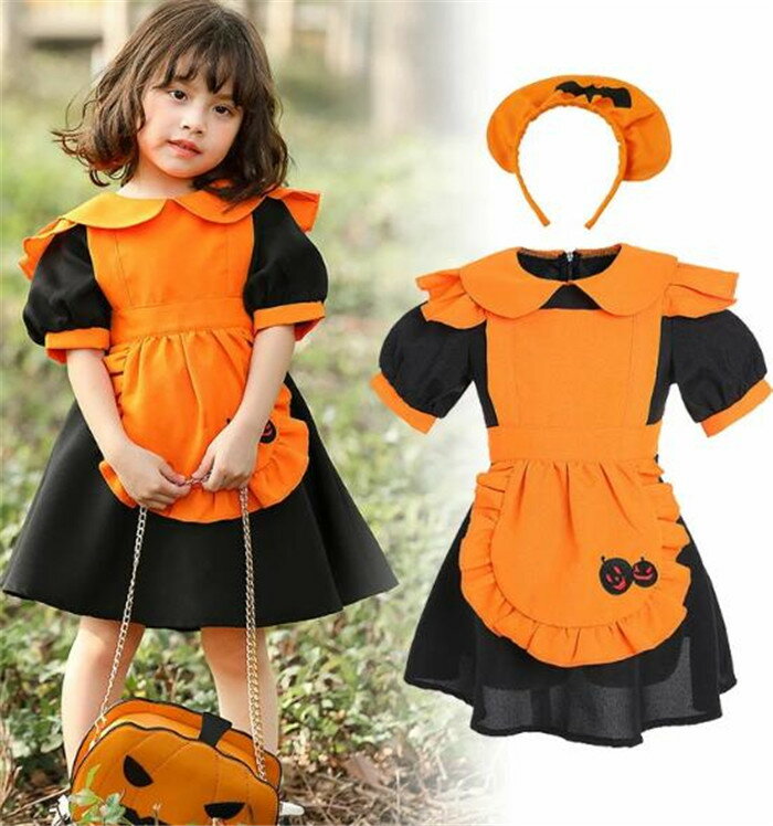 乐天商城 - 子供 ハロウイン 仮装 クリスマス ワンピース 衣装 子供 コスプレ 仮装 パーティー服 エプロン 子供服 コウモリ パンプキン 女の子 お姫様 キッズドレス マーメイド メイドさん ヘア アクセサリー 子供用 コスチューム 幼稚園 イブ 発表会