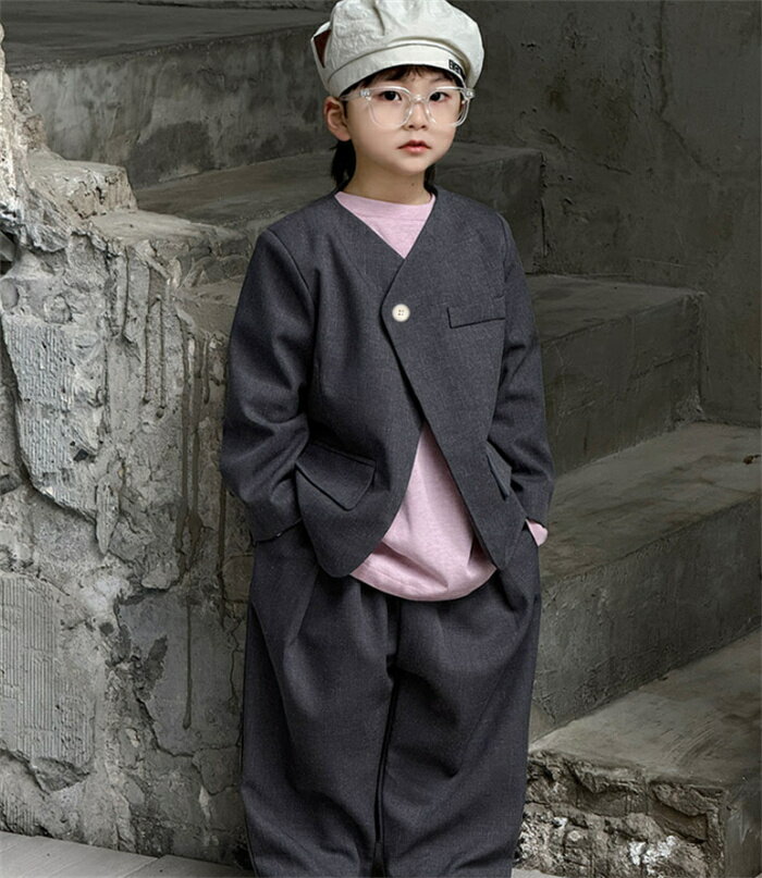 子供スーツ キッズ 子供服フォーマルスーツ 男の子スーツ ジャケットセット セットアップ 2点セット カジュアルスーツ 男の子 子供服 ボーイズ キーズ 秋服 スーツ フォーマル ワイドパンツ 長袖 春夏秋冬 上下セット 入学 卒業 幼児 保育園 通園 通学