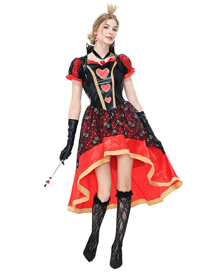 コスプレ 悪魔 魔女 コスチューム 衣装 コスプレ衣装 大人 ハートの女王 風 ハロウィン 仮装 大きいサイズ アニメ ハロウィンコスチューム 文化祭 女性 大人用 レディース ロングワンピース可愛い ハロウィン衣装 女王様　イベント 宴会 cosplay 舞台衣装 — vista 3