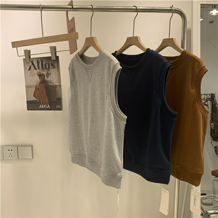 一部即納 ベスト レディース 春夏 スウェットライトスエット クルーネック ゆったり レイヤード オーバーサイズ ビッグシルエット秋冬 トップス コットン ノースリーブ かわいい 韓国風 体型カバー 通勤 着痩せ 日常着 着回し カジュアル 大きいサイズ 上品 お洒落