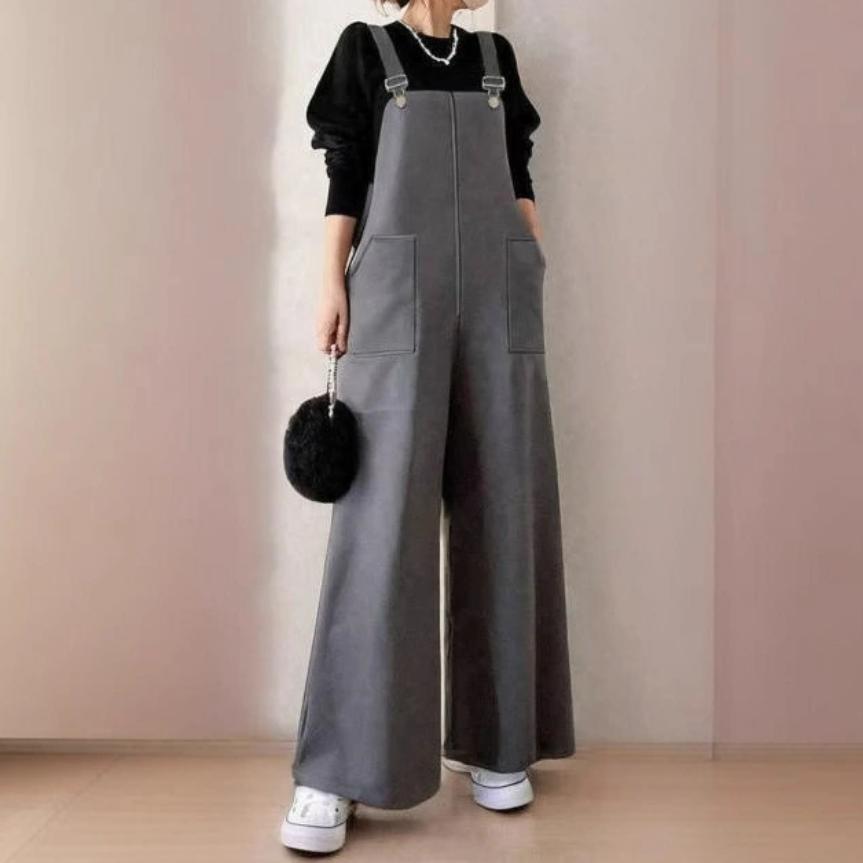 CROSS DAYのサロペット レディース サロペットパンツ オーバーオール ワイドパンツ ガウチョパンツ ゆったり 体型カバー 着痩せ 無地 ロング丈 マキシ丈 カジュアル きれいめ オシャレ 春夏 重ね着 オールインワン 20代 30代 40代 50代｜アングル2