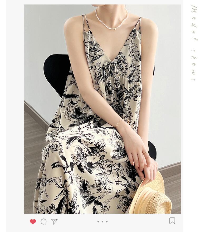ワンピース レディース 花柄 夏 春 キャミワンピース サロペット Aライン Vネック ...