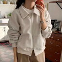 パーカー レディース 秋 冬 裏ボア 裏起毛 スウェット カーディガン トレーナー トップス カジュアル ジャケット 春 秋 ライトコート 羽織り ビッグシルエット スタジャン 大きいサイズ アウター ゆったり 体型カバー 着痩せ 30代 40代 ファスナー ポケット