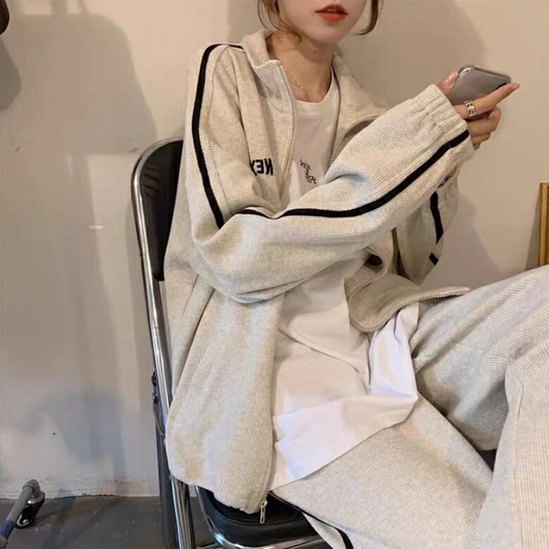 スウェット セットアップ レディース 上下 セット ジャージ ルームウェア パンツ 部屋着 長袖 ジップ 可愛い お洒落 スポーツウェア オールシーズン グレー...