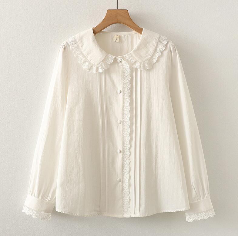 コットンシャツブラウス夏秋春レディ...