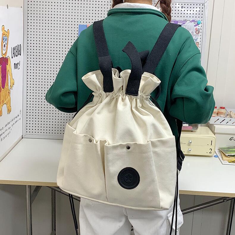 リュックサック 2wayバッグ レディース リュック トートバッグ キャンバス 外ポケット 2way リュックサック 大容量 通学 肩掛けバッグ ドローストリング 大人 帆布 大きめ きれいめ おしゃれ カジュアル ママリュック