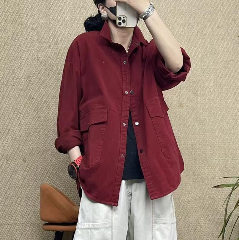 Rakuten - ジャケット スタジャンジャケット 秋 春 レディース スウェット カーディガン トレーナー トップス 秋 カジュアル 春 秋 ライトコート 薄手 羽織り コート ビッグシルエット 大人 大きいサイズ ゆったり 体型カバー 着痩せ ポケット 無地 30代 40代 50代
