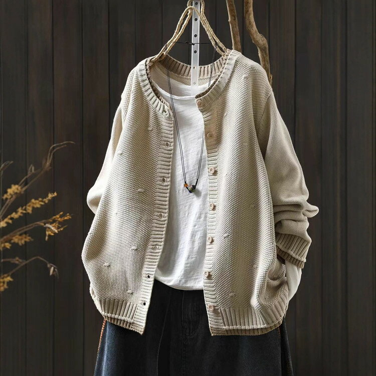 ニットカーディガンレディース長袖綿...