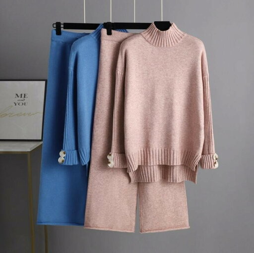 ニット セットアップ ワイドパンツ レディース 秋冬 長袖 ハイネック スリット 春 おしゃれ セーター ニットパンツ パンツ タートルネック パンツスーツ ママ ガウチョパンツ プルオーバー ニット セットアップ ワイドパンツ レディース 秋冬 長袖 ハイネック スリット 春 おしゃれ セーター ニットパンツ パンツ タートルネック パンツスーツ ママ ガウチョパンツ プルオーバー