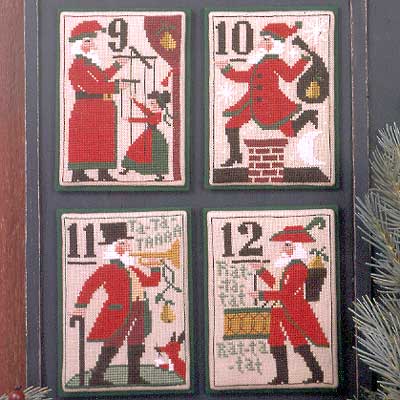 SANTA'S 12 DAYS OF CHRISTMAS 9-12・クロスステッチ 図案 チャート 刺繍 手芸* Prairie Schooler *