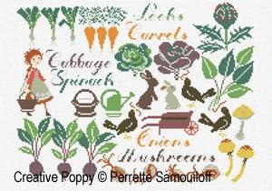 Autumn Vegetable Patch・クロスステッチ 図案 チャート 刺繍 手芸*Perrette Samouiloff*ペレット サモイロフ