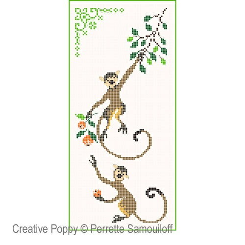 Monkeys・クロスステッチ 図案 チャート 刺繍 手芸*Perrette Samouiloff*ペレット サモイロフ