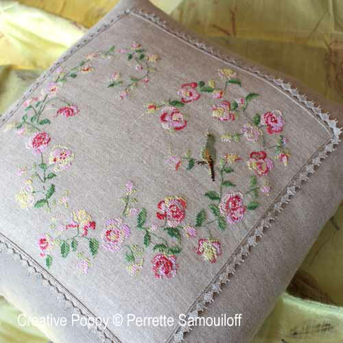 Singing Bird Rose Heart (with Monograms)・クロスステッチ 図案 チャート 刺繍 手芸*Perrette Samouiloff*ペレット サモイロフ