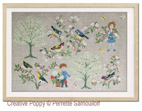 Spring Birds・クロスステッチ 図案 チャート 刺繍 手芸*Perrette Samouiloff*ペレット サモイロフ