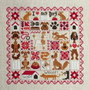 ☆クロスステッチ・チャート ☆Jardin Prive“Patchwork aux Chiens” ☆ステッチカウント117W×117H ☆英語表記