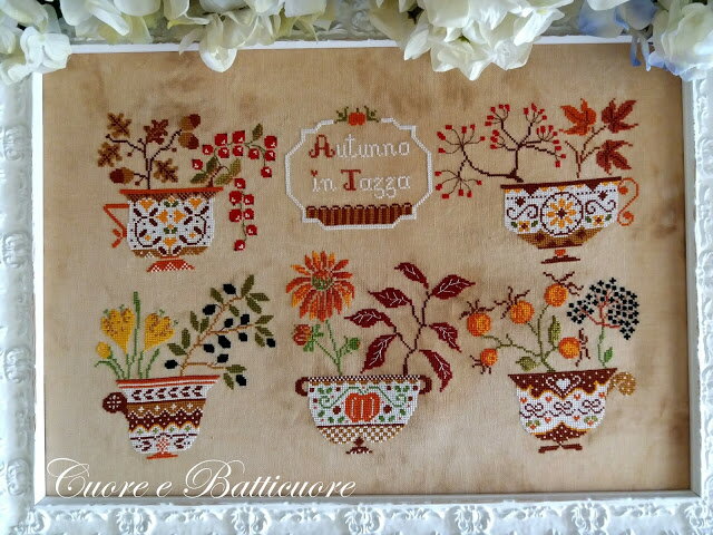 Autunno In Tazza (Autumn In Cup)・クロスステッチ 図案 チャート 刺繍 手芸*Cuore E Batticuore*