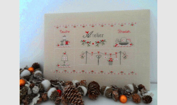 ☆クロスステッチ・チャート☆Une Croix le Temps d'un The“#1416”☆フランス語表記☆ステッチカウント213W×131H☆
