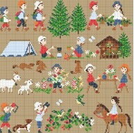 Happy Childhood- Mountain・クロスステッチ 図案 チャート 刺繍 手芸*Perrette Samouiloff*ペレット サモイロフ