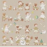 ☆クロスステッチ・チャート☆Perrette Samouiloff“Teddies & Toddlers collection”☆英語表記☆ステッチカウント143w×143H