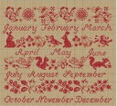 Red sampler calendar クロスステッチ 図案 チャート 刺繍 手芸 Perrette Samouiloff ペレット サモイロフ