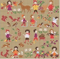 Happy Childhood - Autumn・クロスステッチ 図案 チャート 刺繍 手芸*Perrette Samouiloff*ペレット サモイロフ