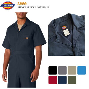 【Dickies】半袖ツナギ ディッキーズ SHORT SLEEVE COVERALL 33999 ショート レギュラー カバーオール ブラック グレー カーキ ミディアムブルー レッド ダークネイビー モスグリーン つなぎ 作業着 ワークウェア アメリカン カジュアル アウトドア