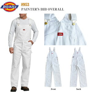 【Dickies】8953 ディッキーズ ペインター ビブ オーバーオール PAINTER’S BIB OVERALL レングス 股下 32インチ WHITE ホワイト 白 デニム メンズ レディーズ パンツ サロペット つなぎ ワークウェア USAモデル 大きいサイズ 作業着 仕事着 作業服 アメカジ