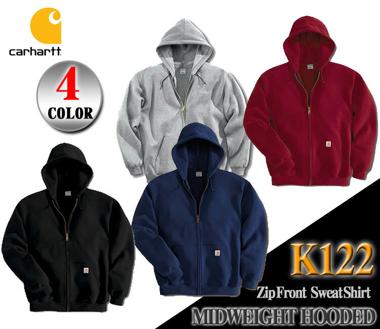 【Carhartt】K122 フードパーカー ジップアップミッドウェイト MIDWEIGHT HOODED Zip Front