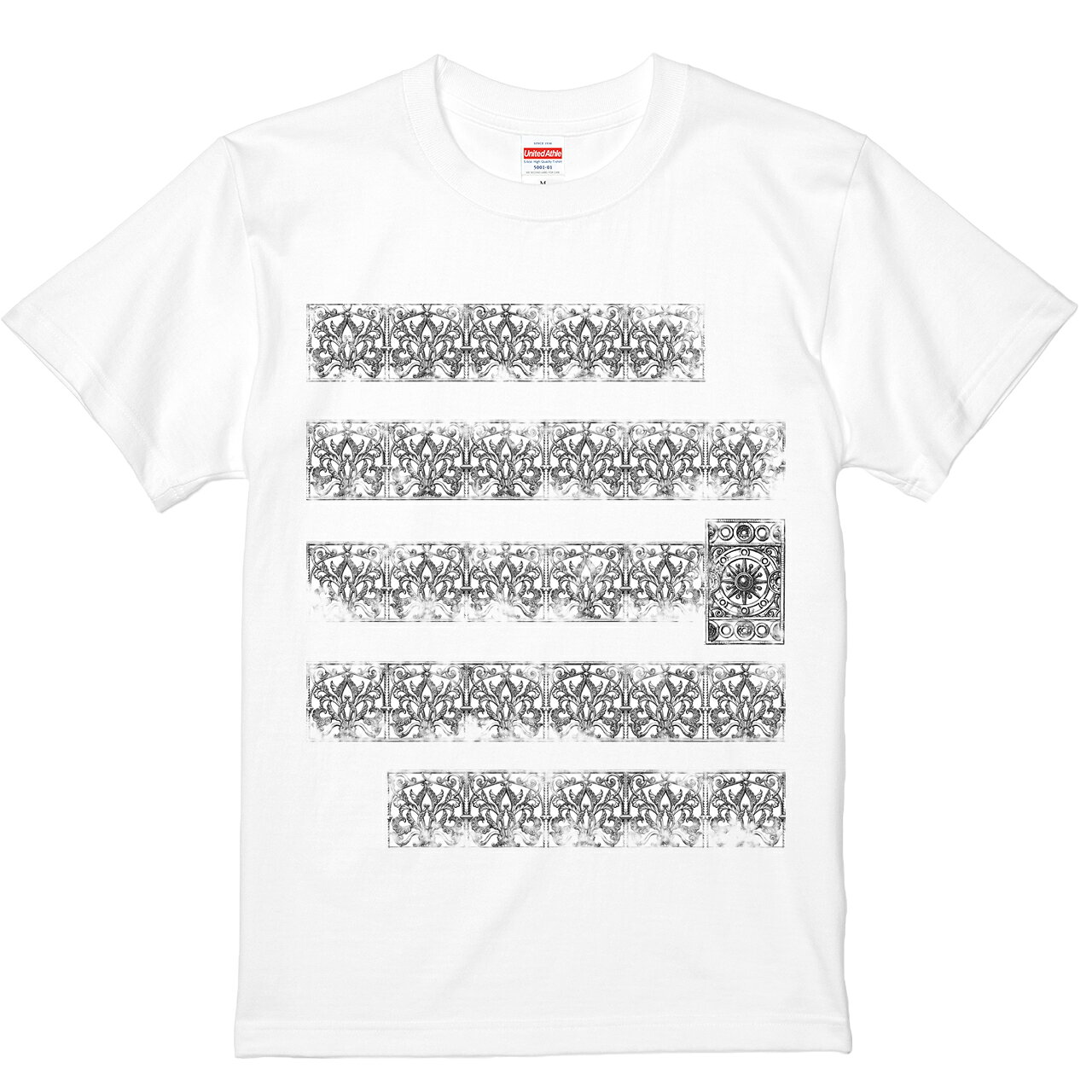 樂天商城 - グラフィック 半袖Tシャツ アラベスク 紋章 クルーネック プリント メンズ レディース ユニセックス 白 ホワイト