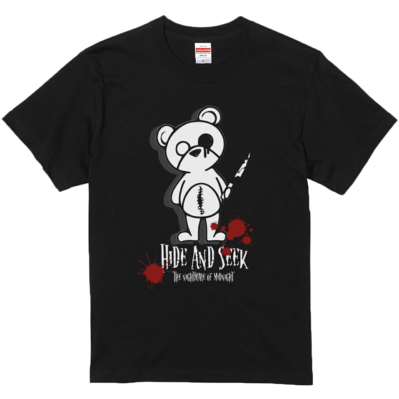 Rakuten - グラフィック 半袖Tシャツ クルーネック クマ 熊 プリント メンズ レディース ユニセックス 黒 ブラック