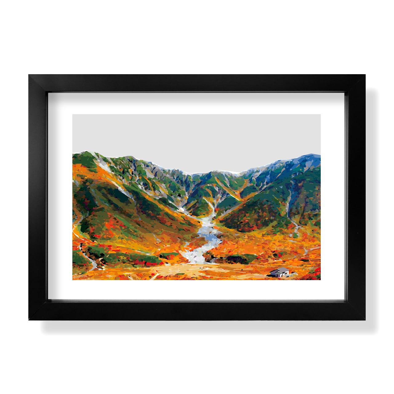 Rakuten - 立山 秋 紅葉 ポスター A4 A3 A2 A1 イラスト アート 山 登山 アウトドア フレームなし art003