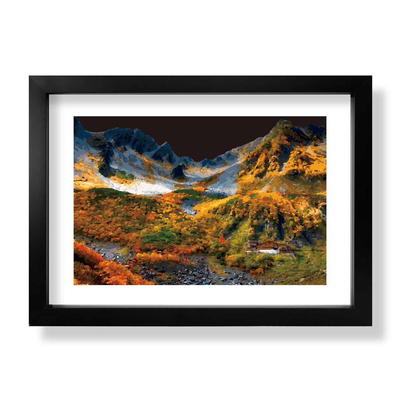 Rakuten - 涸沢カール 紅葉 ポスター A4 A3 A2 A1 イラスト アート 山 登山 アウトドア フレームなし art005