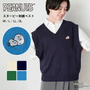 【ピーナッツ/PEANUTS】スヌーピー刺繍ベスト ニット ベスト ワンポイント 刺繍 チャーリーブラウン ゆったり シンプル 制服 スクールベスト かわいい シンプル 大きいサイズ あったか M/L/LL/3L