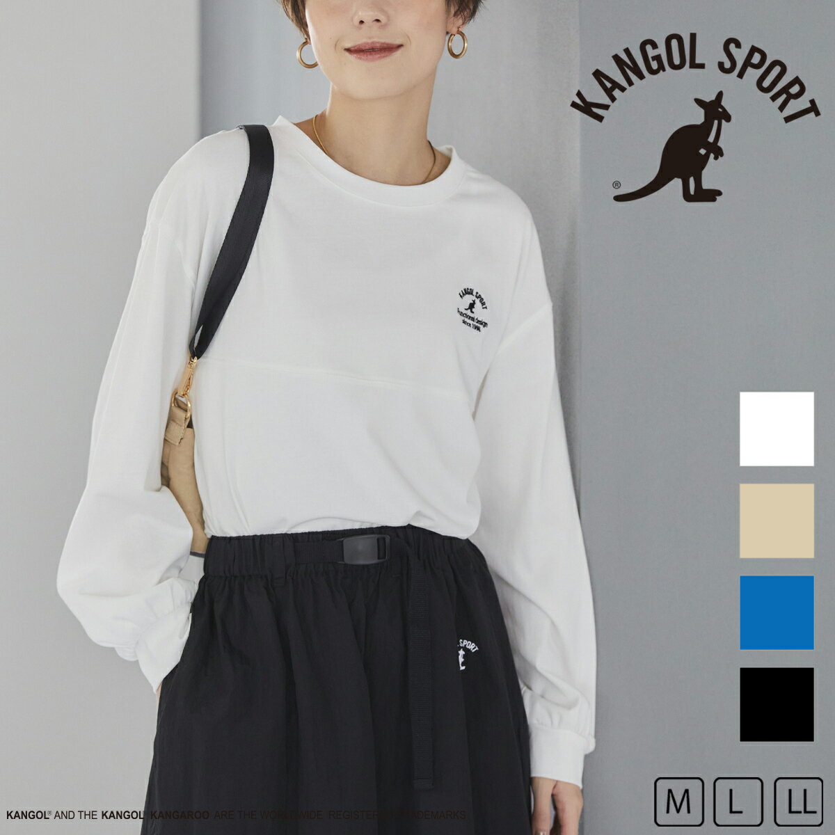 楽天クロスマルシェ楽天市場店【KANGOL SPORT】長袖BIGTシャツ 長袖Tシャツ ビッグシルエット ゆったり スポーティ シンプル ロゴ レディース UV対策 紫外線対策 吸汗速乾 ワンポイントロゴ カンゴール