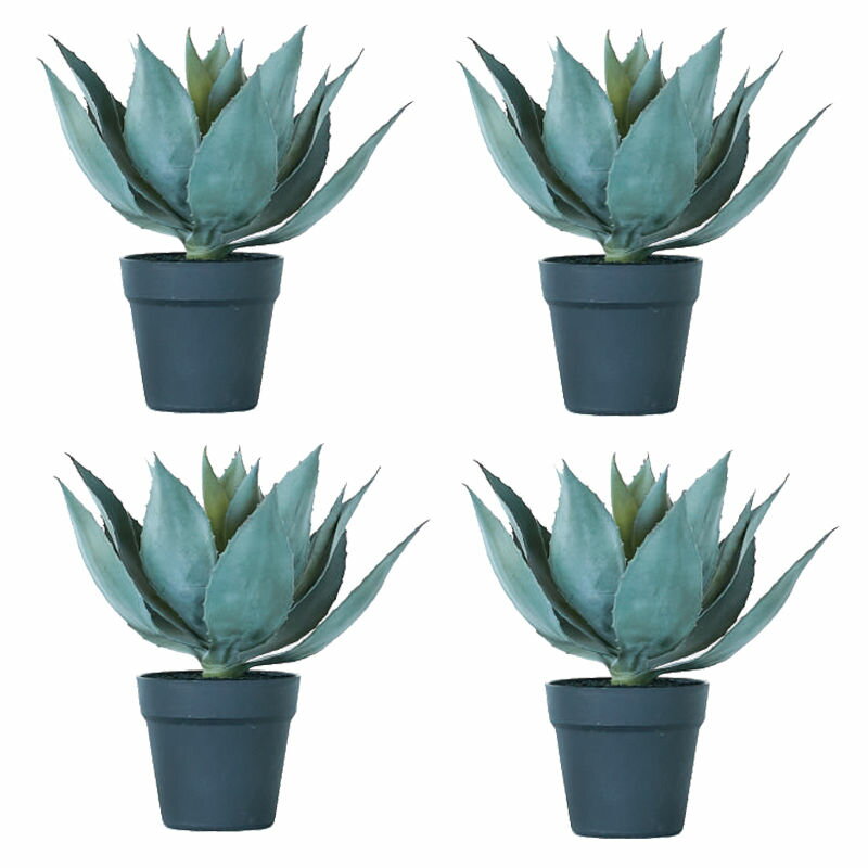 人工観葉植物 アガベ ポット 32（4個入り）992180 多肉植物 （代引き不可） インテリア フェイクグリー..