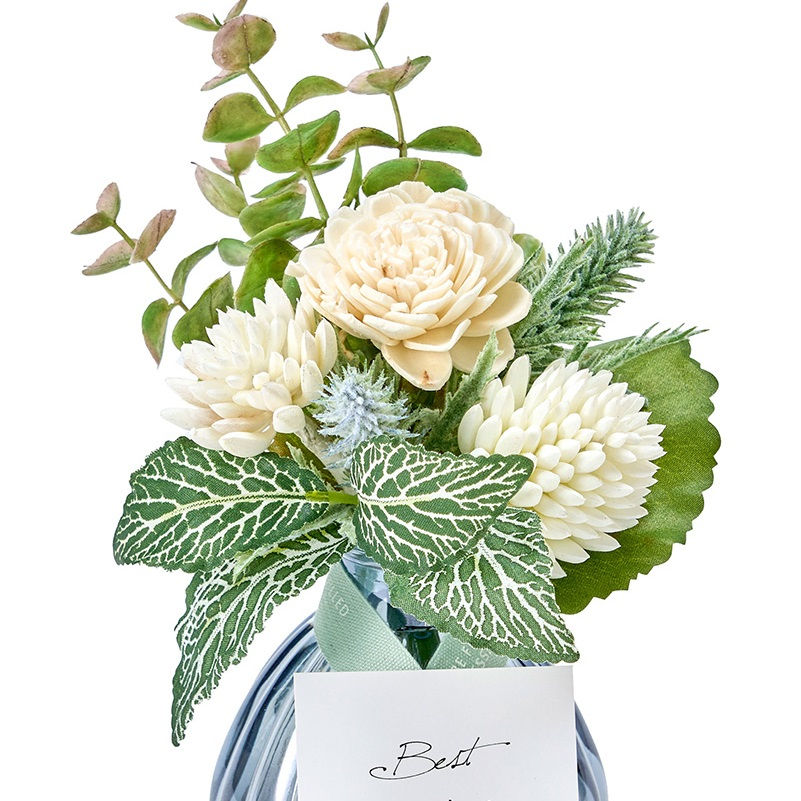 フェイクグリーン 多肉ブーケ ホワイトグリーン アーティフィシャルフラワー 高さ15cm （P223-za3008-1) （代引き不可） フラワーアレンジメント 3