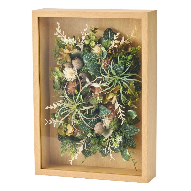 ◆サイズ◆約幅42×奥行8×高さ30cmアレンジメントフラワーグリーンフレームL◆材　質◆MDF製白箱入りアーティフィシャルフラワーはお水のいらない枯れないお花。いつもの場所をいつも素敵に。アーティフィシャルフラワーのアレンジに一部ドライフ...