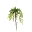 人工観葉植物 レザーファーン ハンギング 光触媒加工 高さ65cm (P189-zv507) (代引き不可) インテリアグリーン フェイクグリーン