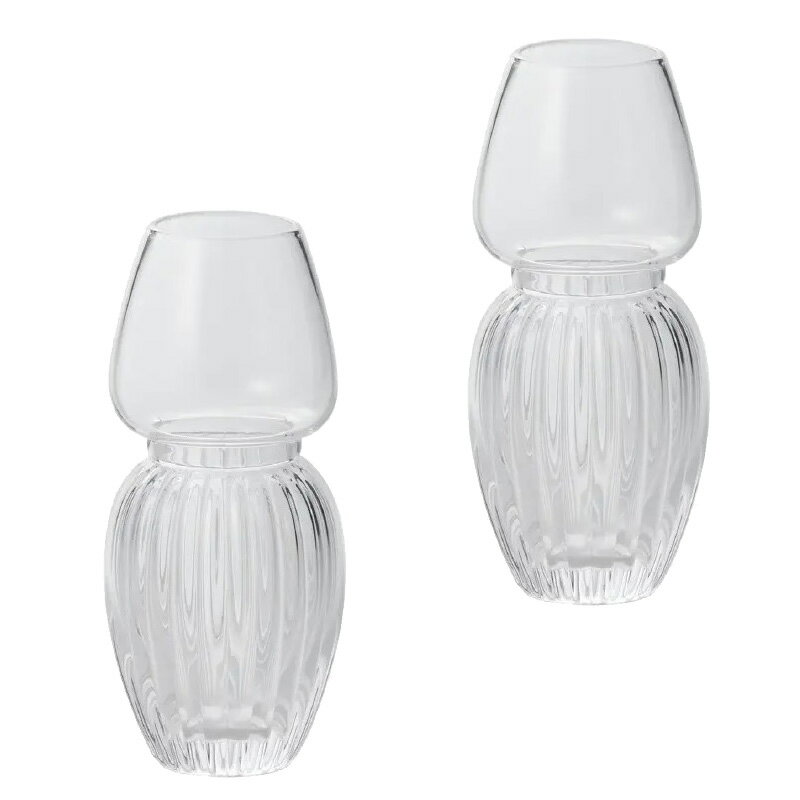 花瓶 フラワーベース Glass Flower+ luce ルーチェ clear （2個入り）   ガラス （代引き不可） インテリア ディスプレイ