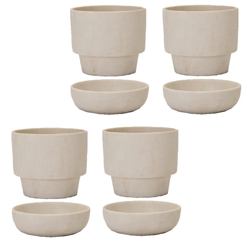 花・観葉植物用ポット フューズポット 13 W ceramic （4個入り） 18016 受皿付き （代引き不可） ミニ..
