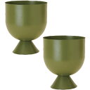 花・観葉植物用ポット ファリシア 19 G metal (2個入り) 23105 脚付き (代引き不可) 小型鉢カバー FARM (p151)