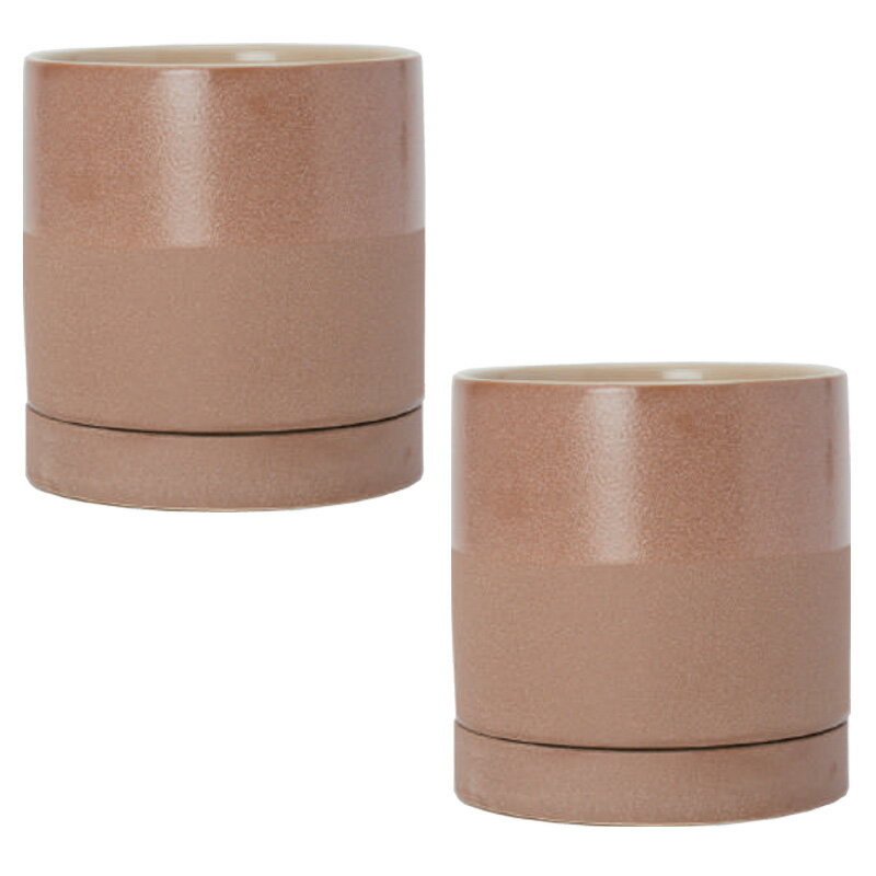 花・観葉植物用ポット エドラ 23 C ceramic （2個入り） 40067 受皿付き （代引き不可） 中型ポット プ..