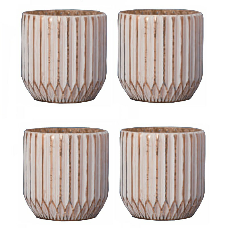 花・観葉植物用ポット ピルヨ ホワイト / ゴールド glass （4個入り） 67001 鉢タイプ （代引き不可） ..