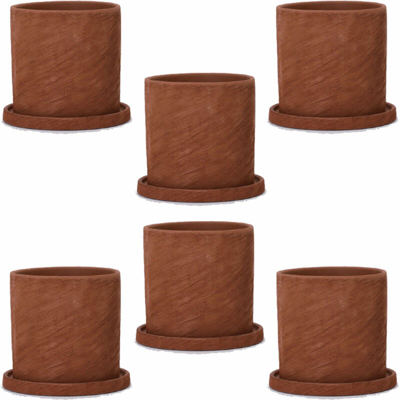 花・観葉植物用ポット エッシ 12 R ceramic （6個入り） 72023 受皿付き （代引き不可） ミニポット プ..