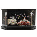雛人形 親王ケース入り 小出松寿 金彩京刺繍 京十二番 桜扇面文様 hn392 hs414 幅57cm 六角黒ケース 2人 (24hina-ya-to0430)...