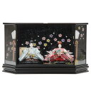 雛人形 親王ケース入り 小出松寿 高雄 京十二番 ブルー桜 hn397 hs414 幅57cm 六角黒ケース 2人 (24hina-ya-to0432) ひな人...