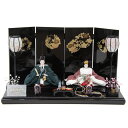 雛人形 親王平飾り 田村芙紗彦 京十二番 SenSen 緑×エンジ hn405 hs870 幅60cm 黒塗花丸屏風 2人 (24hina-ya-to0873)...