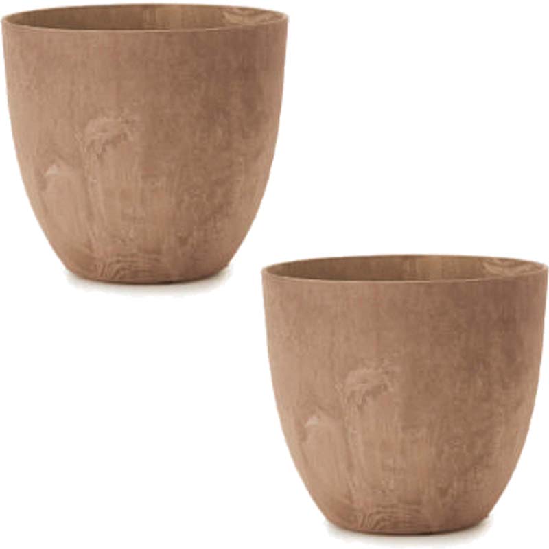 花・観葉植物用ポット アートストーン ラウンド L 38 ブラウン（2個入り）ar-002c38e [KTp227] 中型ポ..