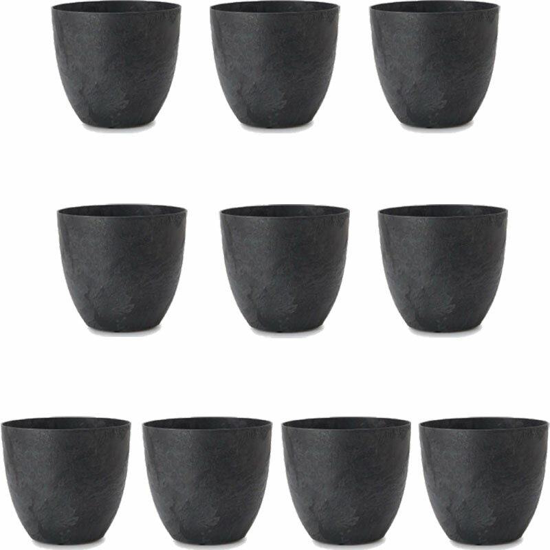 花・観葉植物用ポット アートストーン ラウンド XXS 17 ブラック（10個入り）ar-002k17e [KTp227] 小型ポット （代引き不可）ホテル・オフィスビル・店舗 エクステリア インテリア