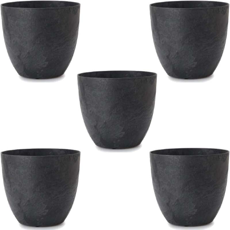 花・観葉植物用ポット アートストーン ラウンド S 28 ブラック（5個入り）ar-002k28e [KTp227] 小型ポ..